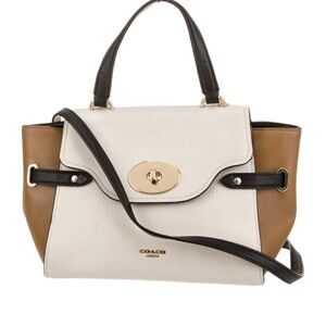 Coach White and Brown Leather Handbag